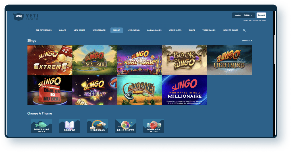 Yeti Casino Slingo Games