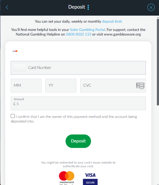 betvictor casino deposit process