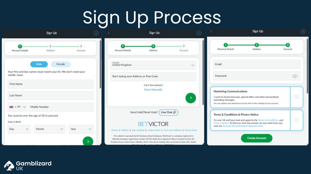 betvictor casino sign up process