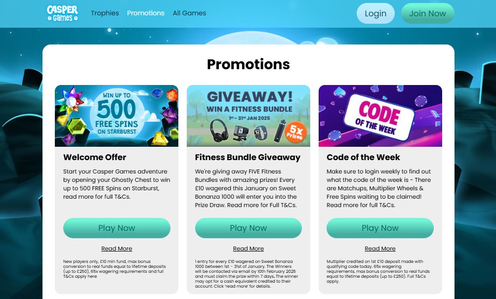 Casper Games Casino Bonuses