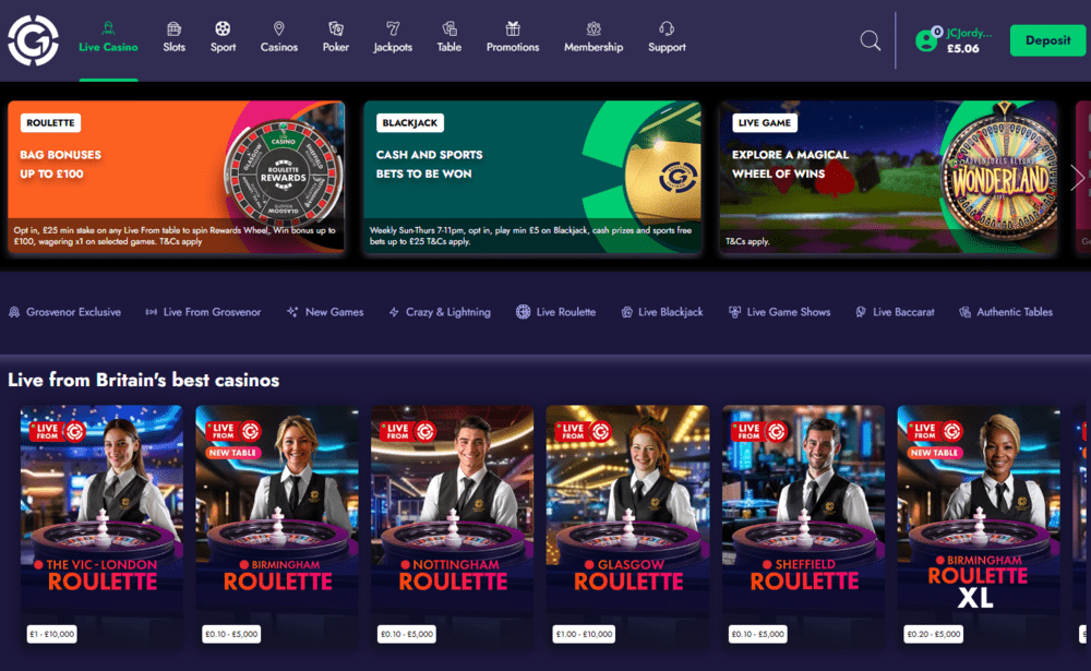 grosvenor online casino live games