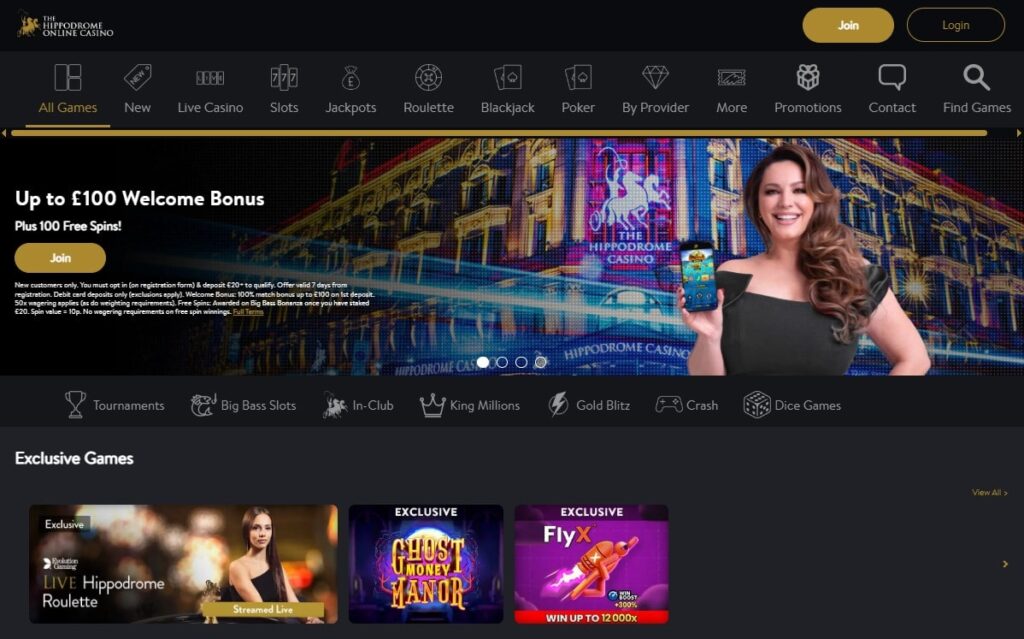 Hippodrome Casino Main Page