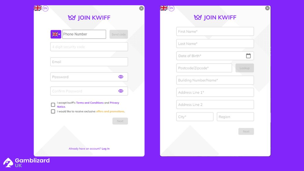 kwiff casino register