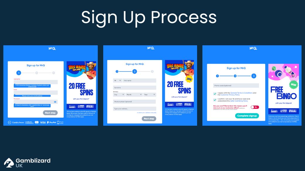 MrQ casino Sign Up Process