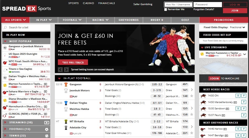 SpreadEx Sports Main Page