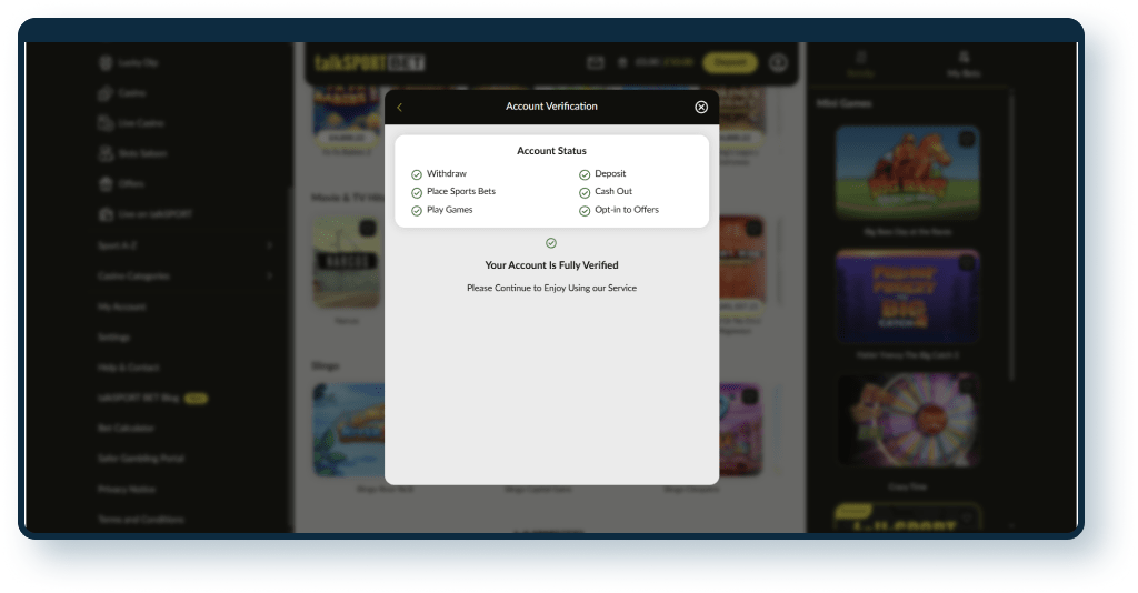 talkSPORT BET Registration step 5
