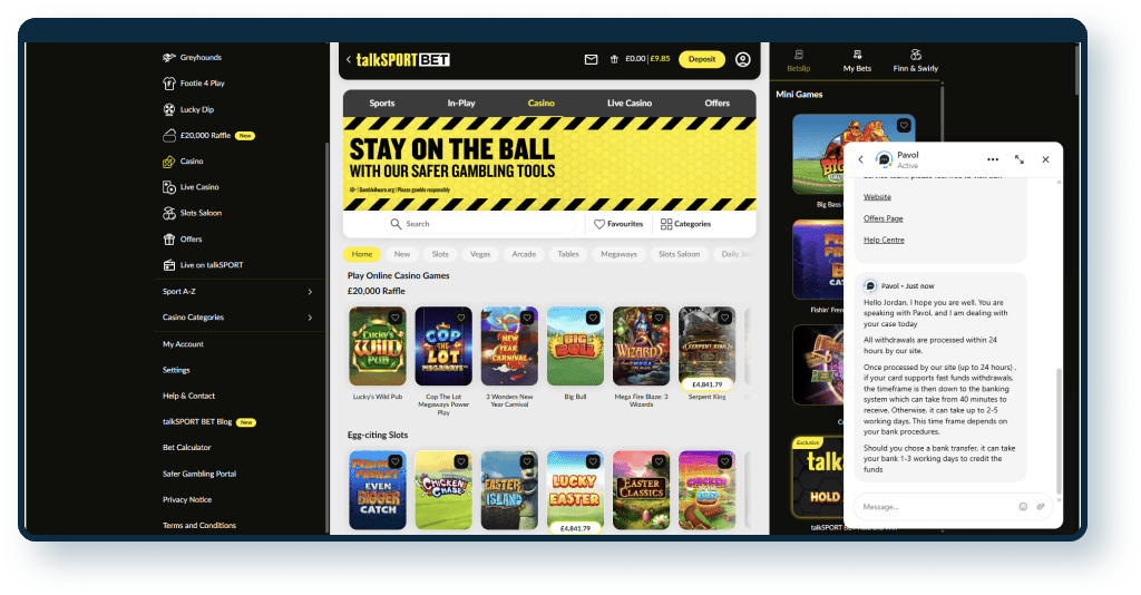 talkSPORT BET Live-Chat 1