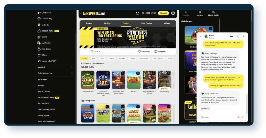 talkSPORT BET Live-Chat 2