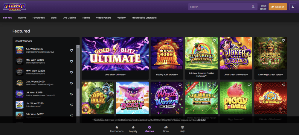 zodiac online casino review