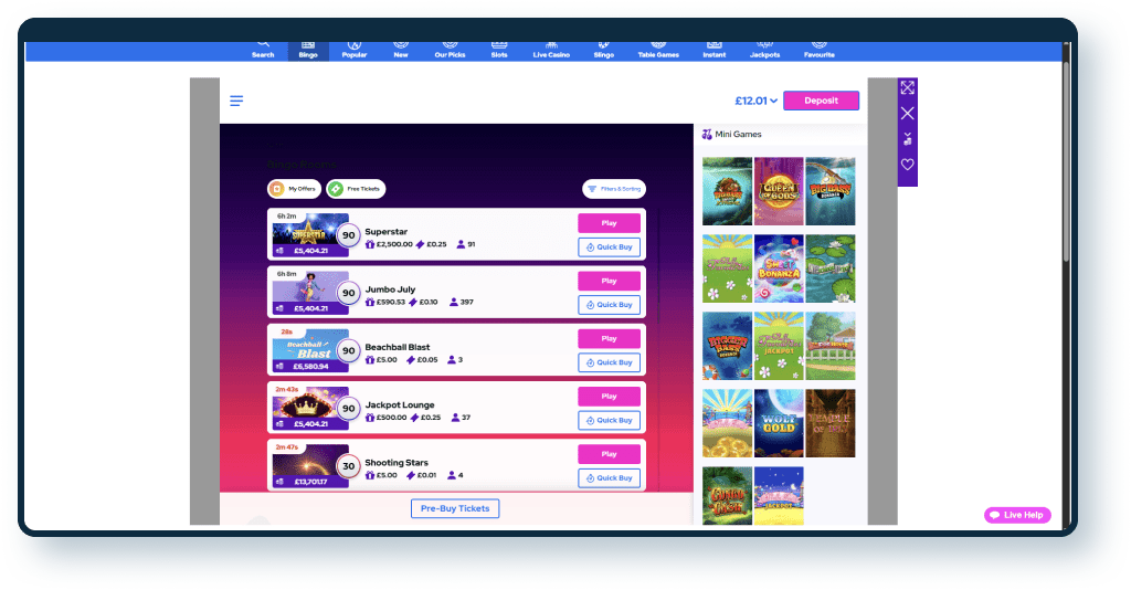 Bingostars Bingo Lobby