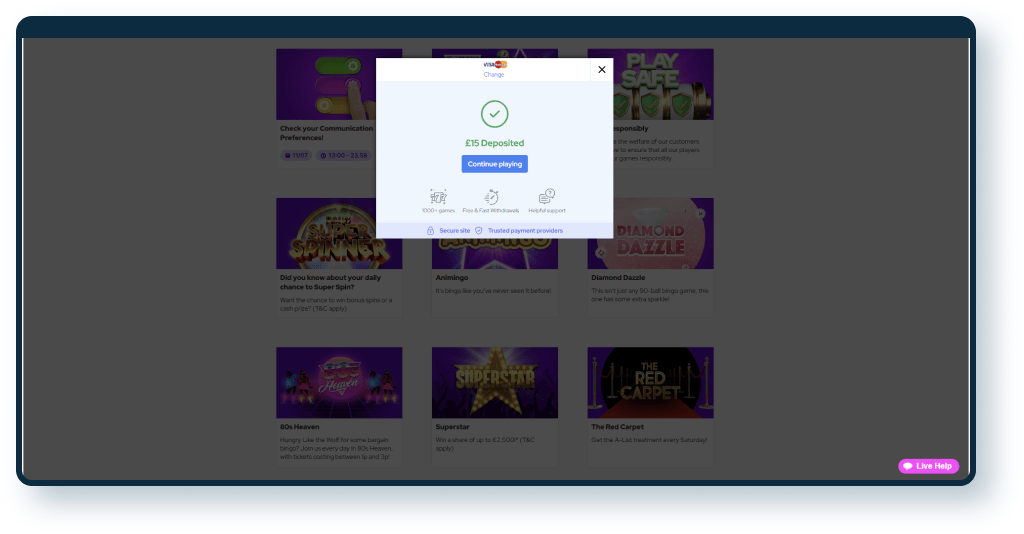 Bingostars Deposit step 6