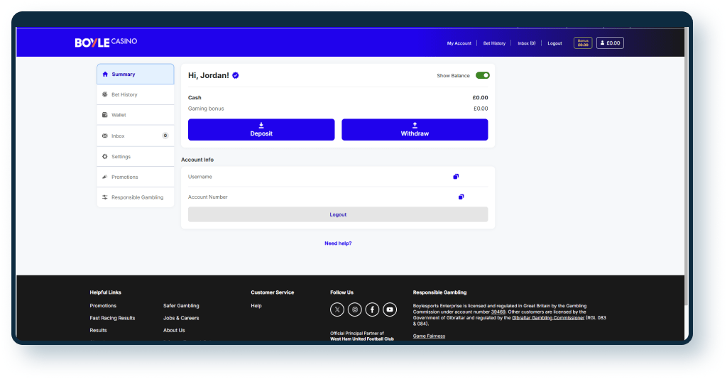 BoyleSports Deposit step 1