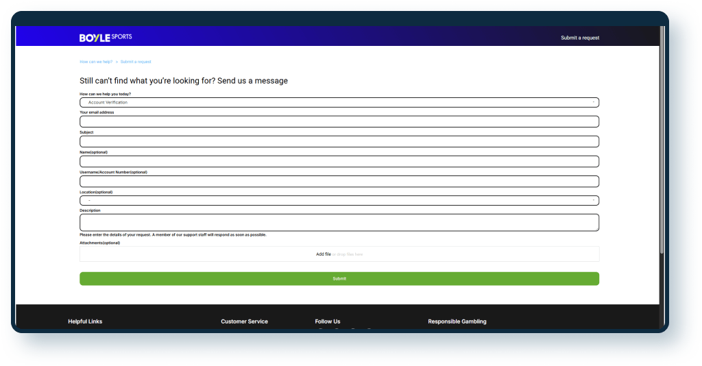 BoyleSports Email Form