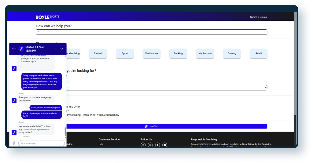 BoyleSports Live Chat 7