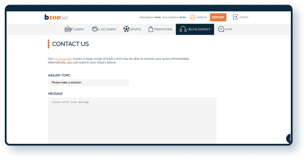 Bzeebet Contact page