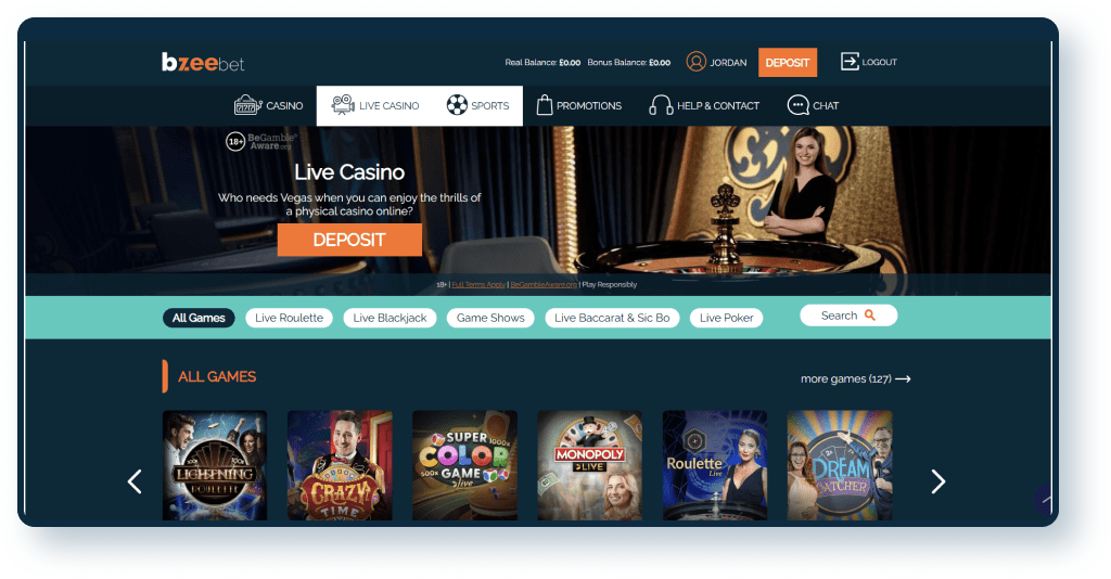 Bzeebet Live Casino