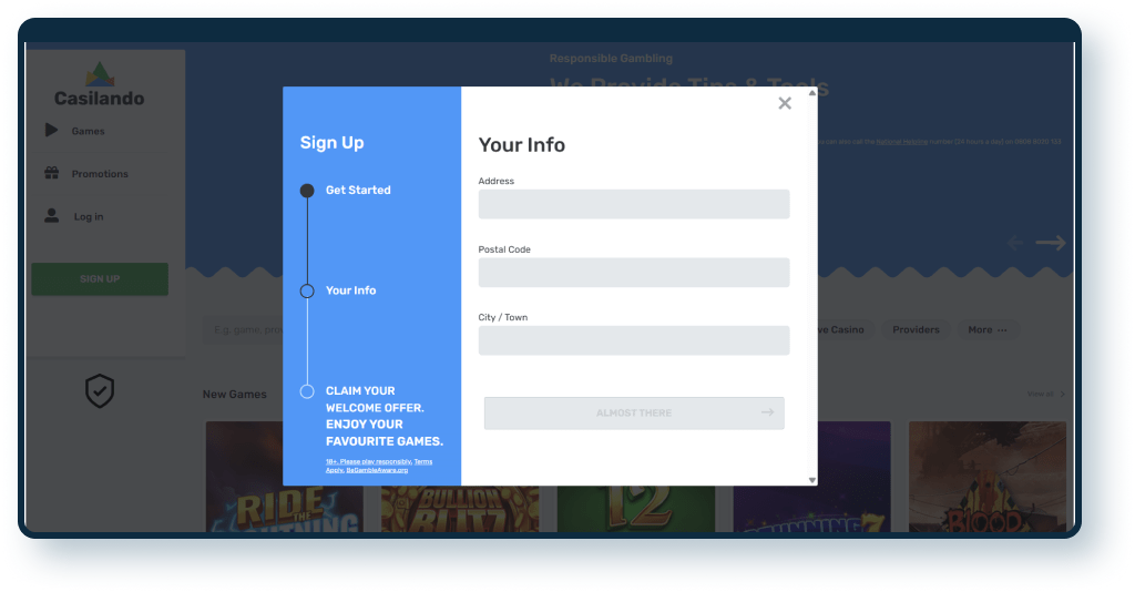 Casilando registration step 3