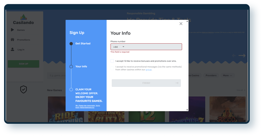 Casilando registration step 4