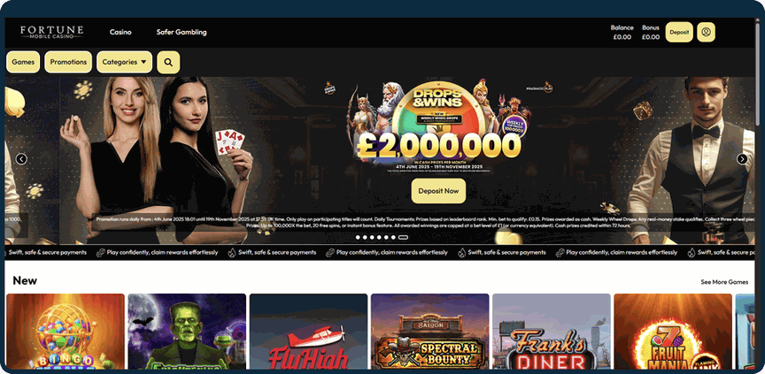 Fortune Mobile Casino Homepage