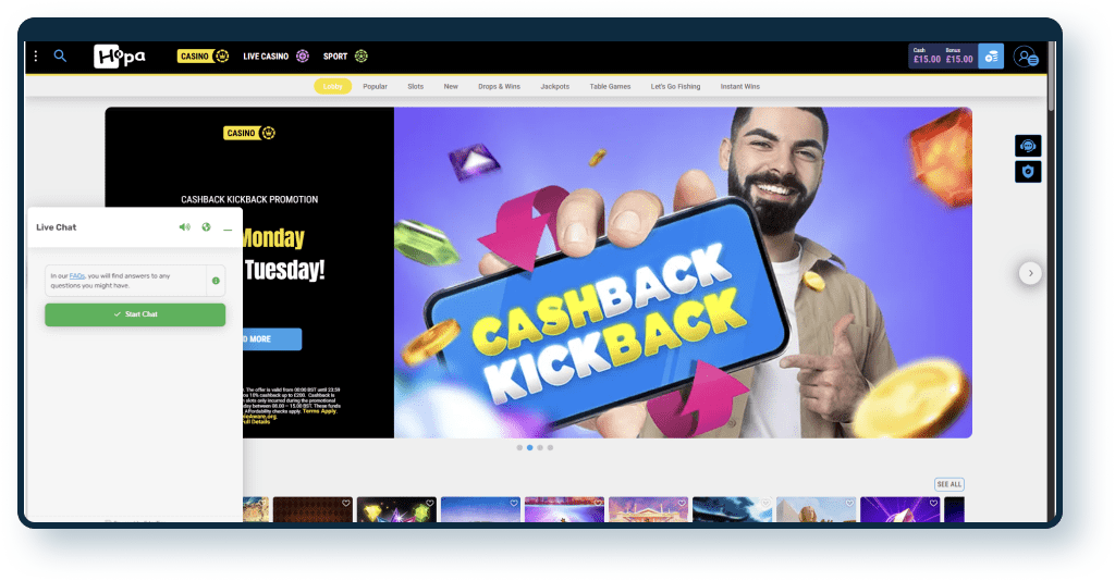 Hopa Casino Live Chat 1