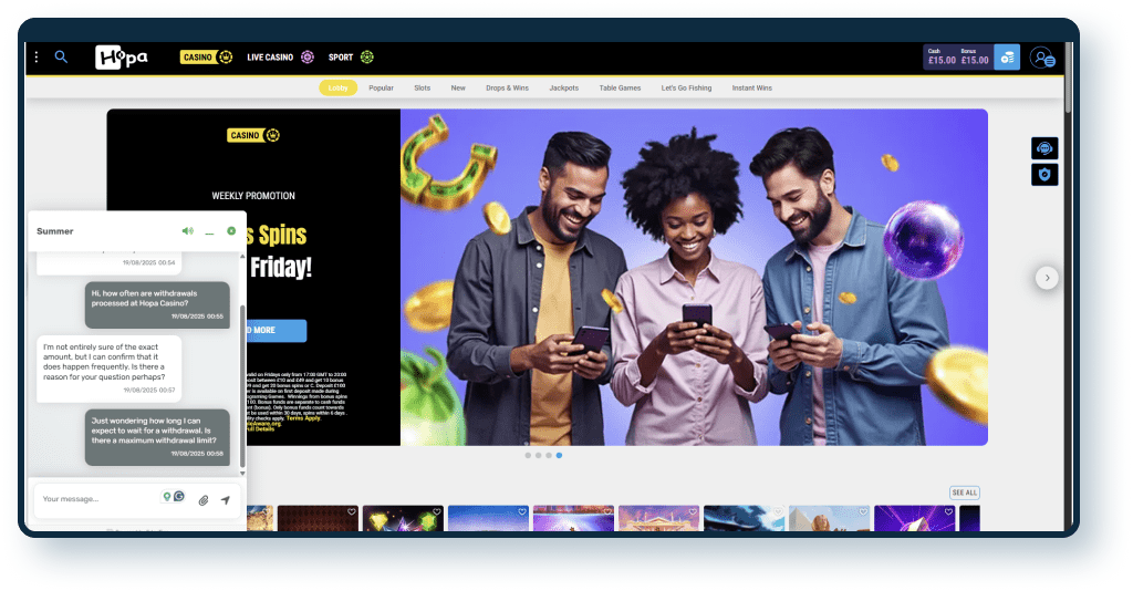 Hopa Casino Live Chat 3