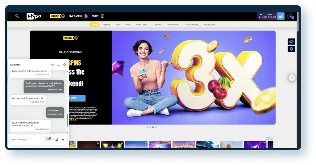 Hopa Casino Live Chat 5