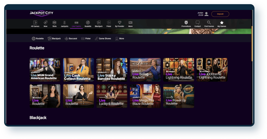 Jackpot City Live Casino