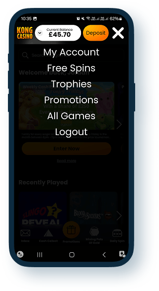 premier Kong Casino reload bonus promotional banner