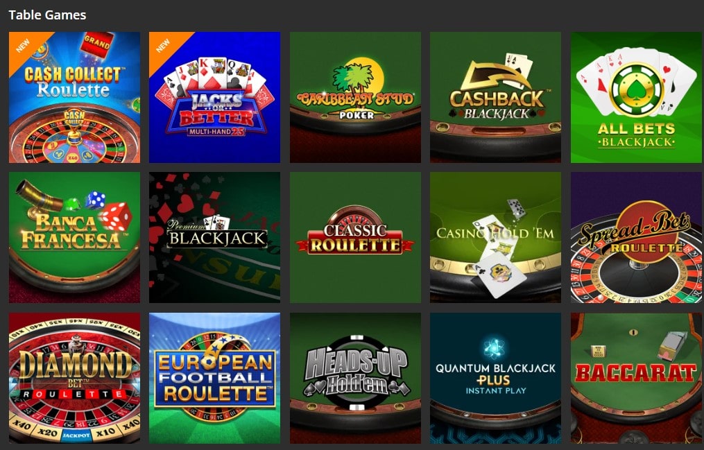 jackpot com table games