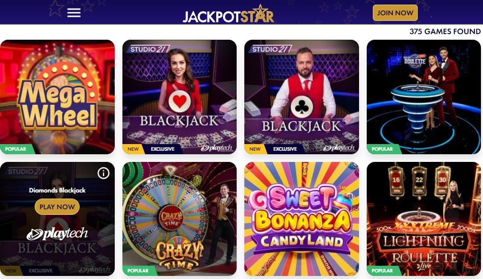 jackpotstar live casino