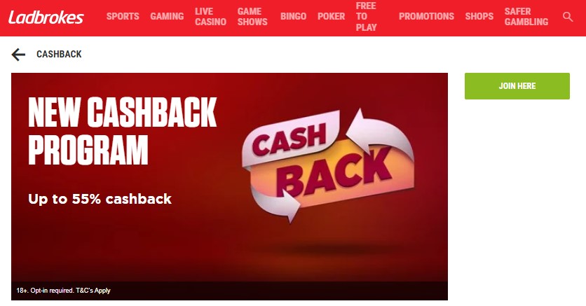 ladbrokes cashback program