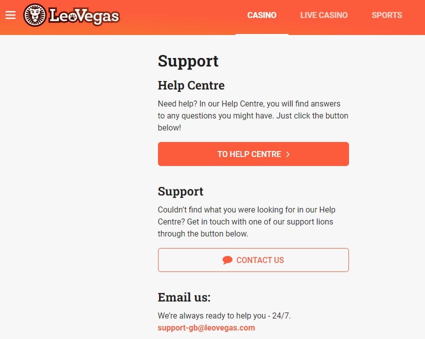 leovegas customer support