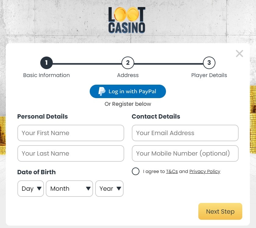 How to register at Loot Casino