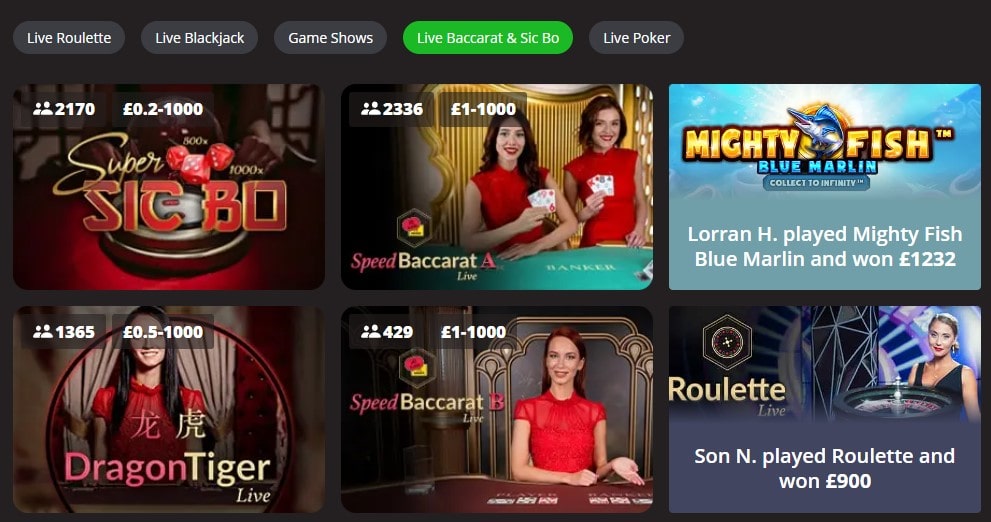 magicred live baccarat and sic bo