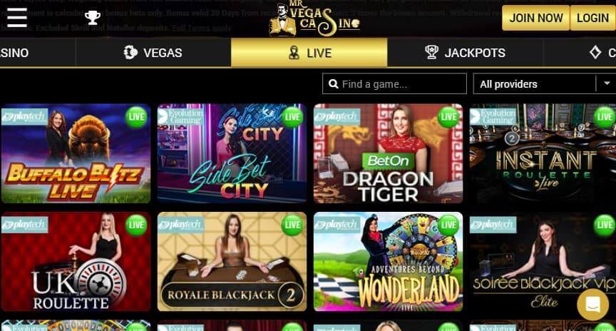 mrvegascasino live games