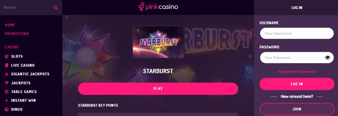 starburst slot free play at pinkcasino 