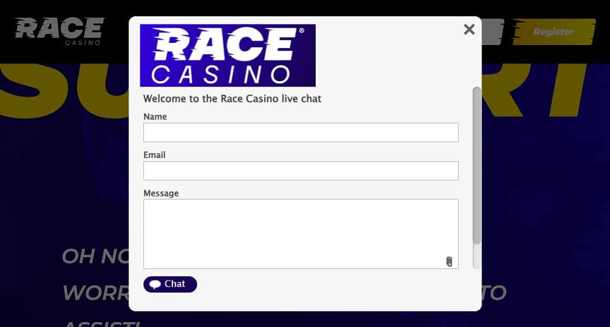 race casino live chat