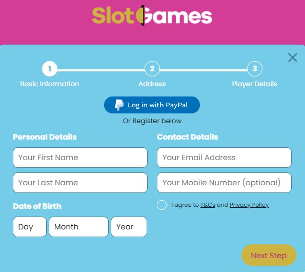 How to register at Slot Games Casino