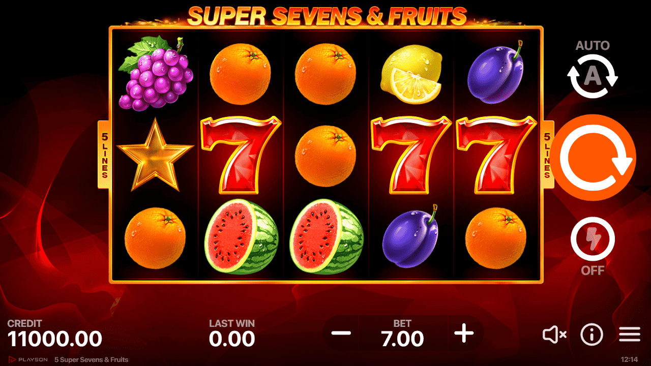 5 Super Sevens & Fruits Free Spins