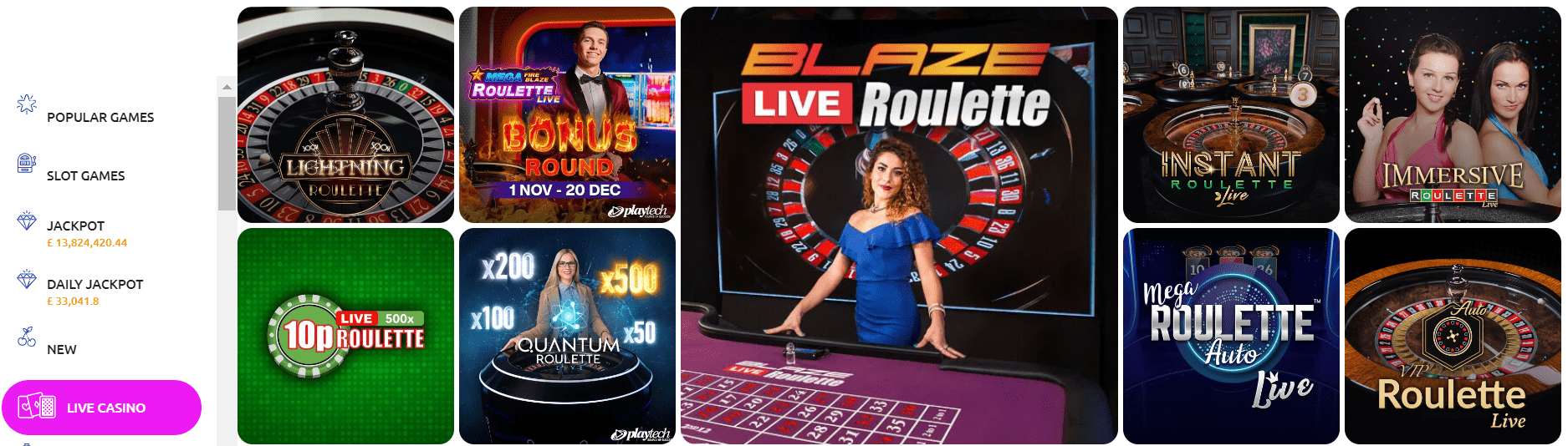 slotstars live casino games
