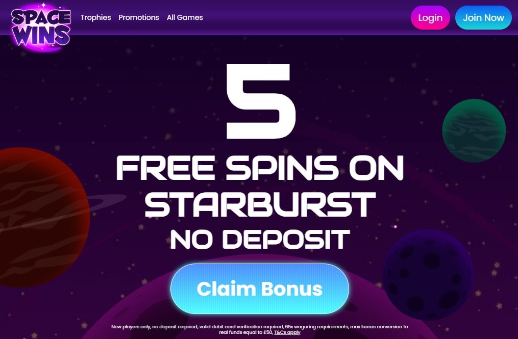 Space Wins Casino 5 Free Spins No Deposit