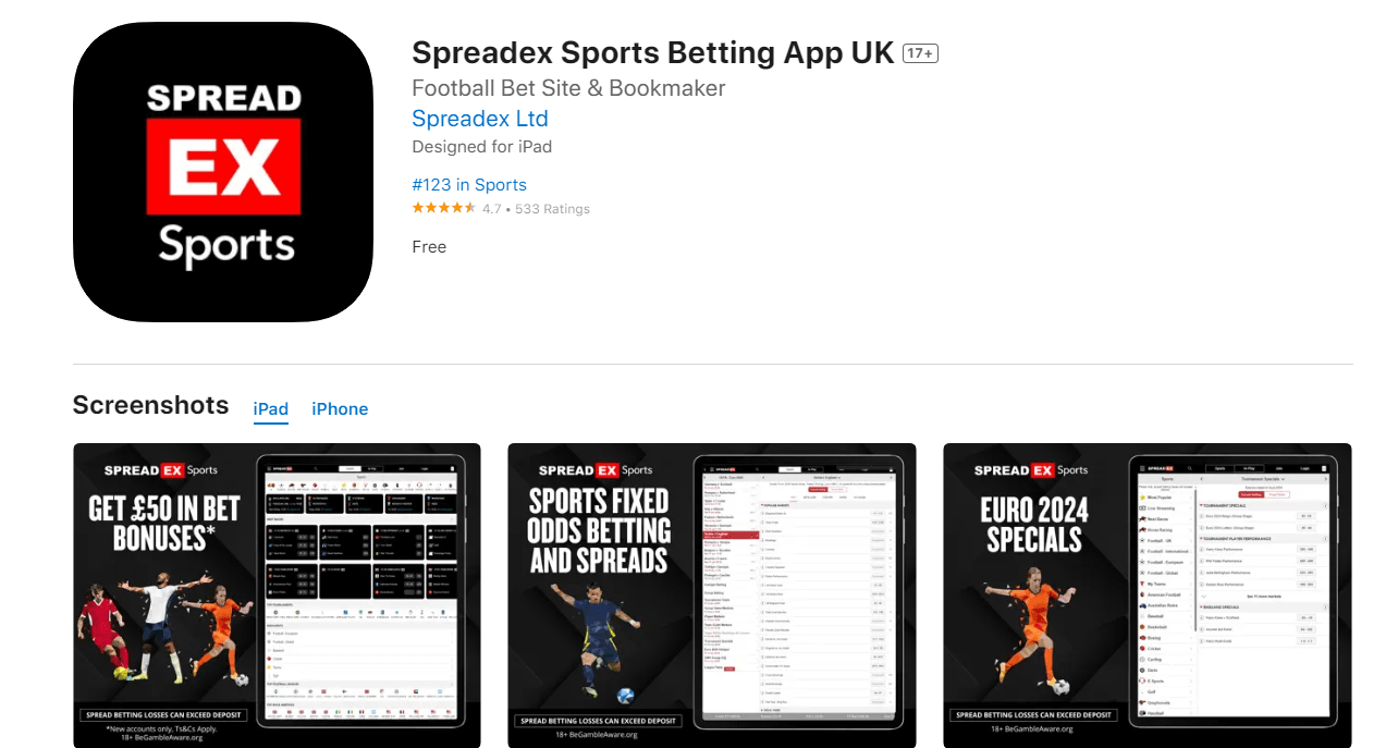 spreadex sports app