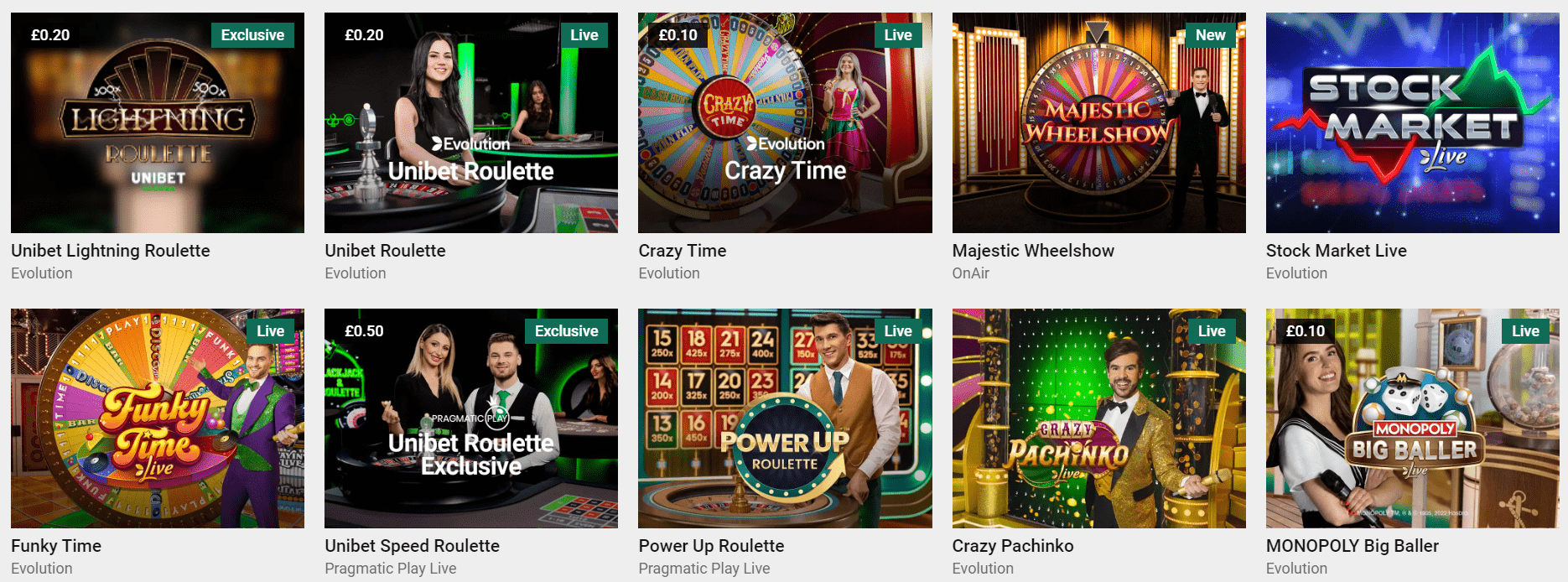 unibet live casino and table games