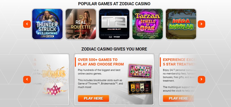 Zodiac Casino Interface